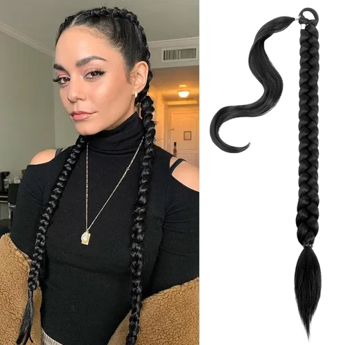Miniatura 14 de Mebeli Extensiones de cola de caballo trenzadas, extensiones trenzadas, extensiones de cola de caballo largas trenzadas, extensiones de cola de #2