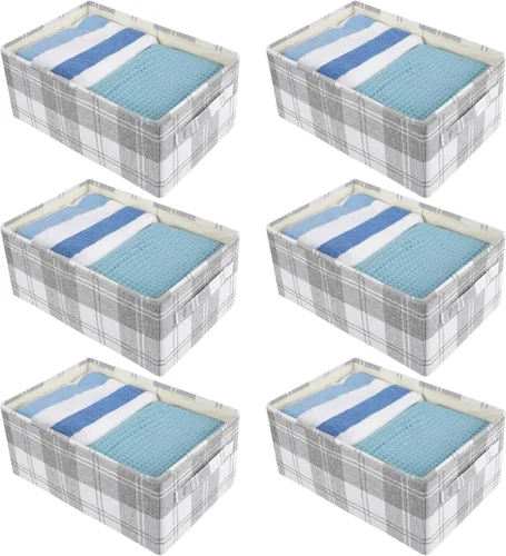 Miniatura 8 de ANMINY Paquete de 2 cestas de almacenamiento extragrandes para estantes, 20 x 14 pulgadas, plegables, de tela, lavables, canastas de almacenamiento