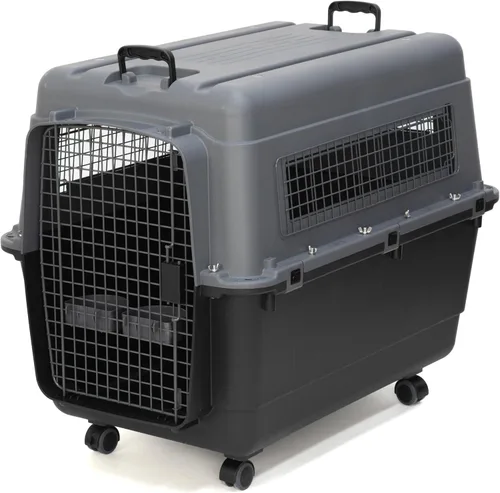 Miniatura 2 de SportPet - Jaula de viaje para perros con puerta de alambre aprobada por aerolíneas, de plástico duradero con ruedas extraíbles, plegable, cuencos