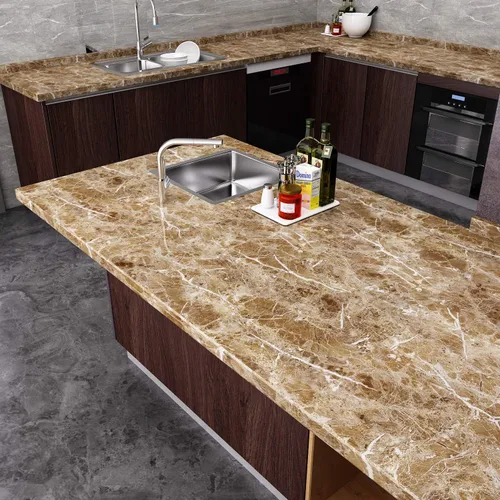 Miniatura 5 de Papel de contacto de mármol marrón de VEELIKE, pela y pega. Encimera de granito papel pintado para gabinete de cocina, vinilo impermeable