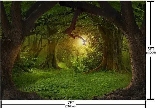 Miniatura 5 de MEHOFOND Telón de fondo de bosque de selva encantado de 7 x 5 pies, paisaje natural, fotografía, fondo, decoración de fiesta de cumpleaños