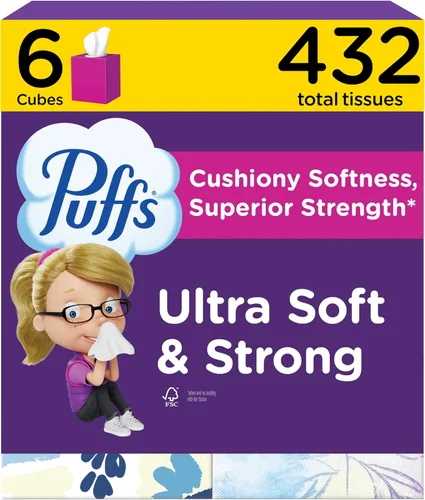 Miniatura 13 de Pañuelos faciales ultrasuaves sin loción Puffs, 1 cubo, 48 pañuelos por caja