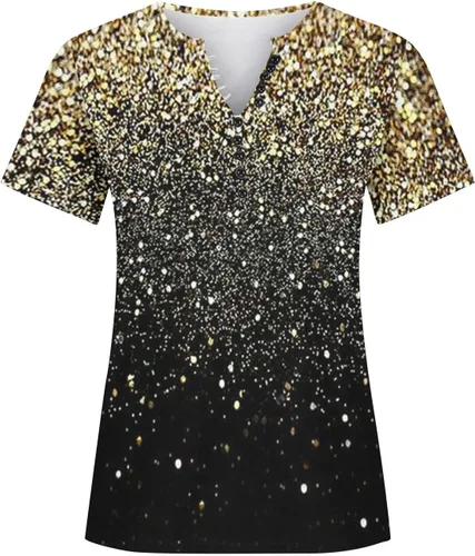 Miniatura 51 de Summer Shirts for Women 2025 Plus Size Short Sleeve Henley Tops Marble Floral Loose Tshirt Tee Casual Dressy Tunics