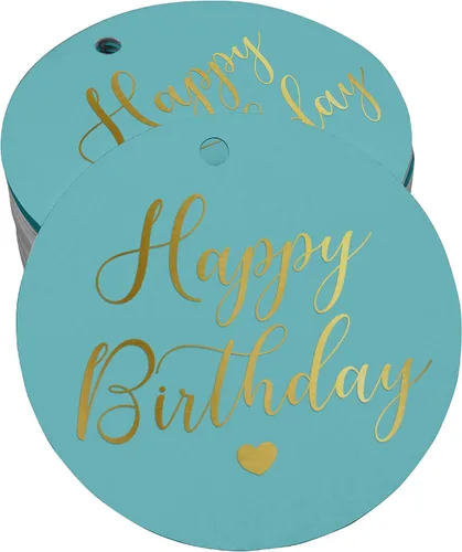 Etiqueta de papel para colgar con texto en inglés «Happy Birthday» (50 unidades)