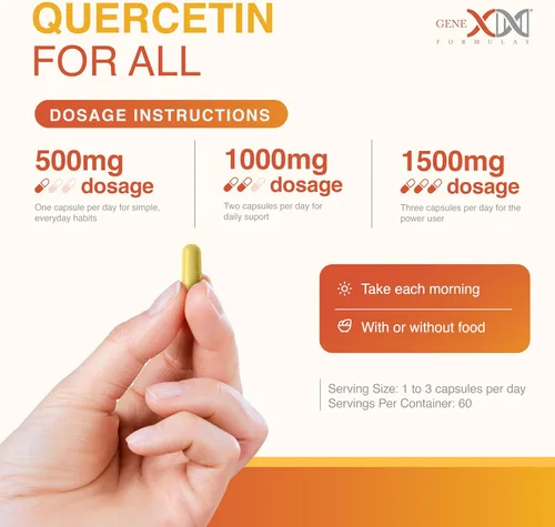 Miniatura 6 de Genex Formulas Quercetina 500mg (60 cápsulas) sin OMG, sin gluten (paquete de 3)