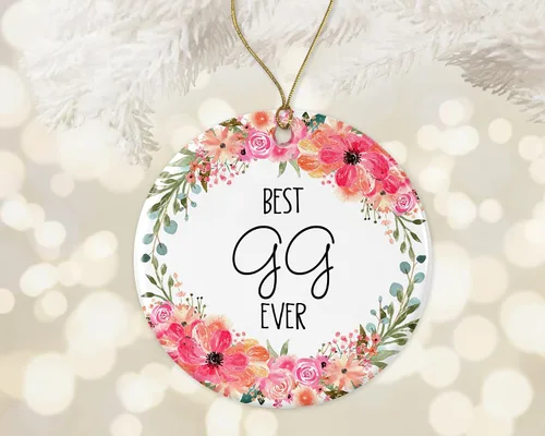 Best Gg Ever Adorno de Navidad, adorno de Navidad para Gg de hijo, hija, regalos de nana, adorno de Navidad impreso en ambos lados