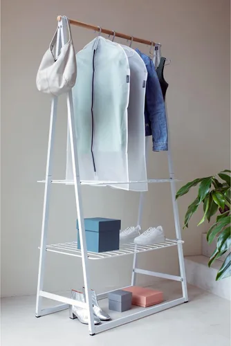 Miniatura 5 de Brabantia Paquete de 2 bolsas protectoras de ropa colgantes transparentes medianas (blanco) para almacenamiento de ropa, se adapta a abrigos