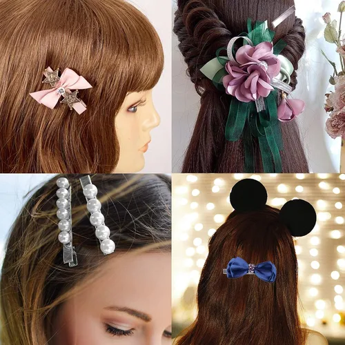Miniatura 6 de 200 pinzas de pelo de cocodrilo de 2.95 pulgadas a granel, color plateado, pinzas para el pelo de una sola punta, para hacer lazos, hacer horquillas