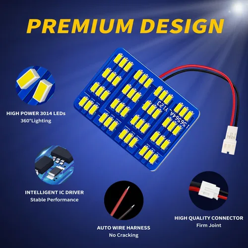 Miniatura 3 de AUXLIGHT Accesorios de luces LED para interior de automóvil con adaptadores de festoon 194 168 T10 / BA9S / DE3175 6418 211-2 578 Festoon