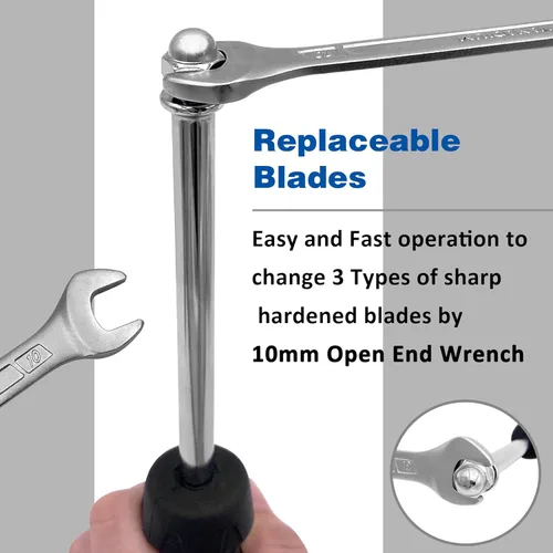 Miniatura 6 de CHILI Hand Tools - Juego de raspadores de acero inoxidable 3 en 1, removedor de pintura de madera, 9 pulgadas de longitud con cuchillas de repuesto
