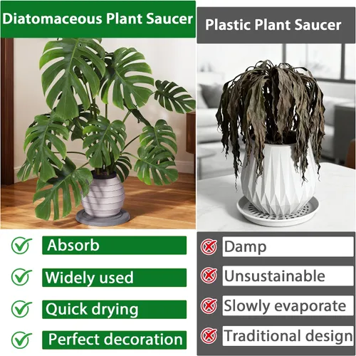 Miniatura 8 de Platillo para plantas, platillos para macetas, bandejas para macetas de tierra de diatomeas de secado instantáneo, bandejas redondas para goteo