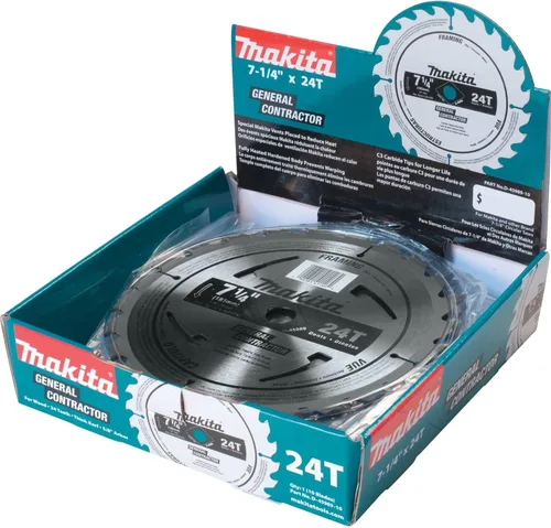Miniatura 4 de Makita D-45989-10 Hoja de sierra circular con punta de carburo 24T de 7-1/4 pulgadas, marco/uso general, 10/pk