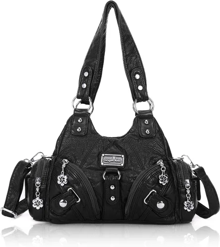 Bolsos Angel Kiss para mujer, pequeños, tipo hobo, de hombro, de piel Vagen, con múltiples bolsillos, bolsa tipo bandolera con cierre de cremallera