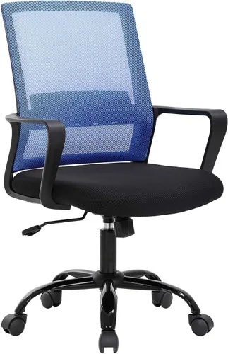 Miniatura 10 de BestOffice Silla giratoria para computadora, soporte lumbar ejecutivo, silla de malla, taburete ajustable para mujeres y hombres (negro)