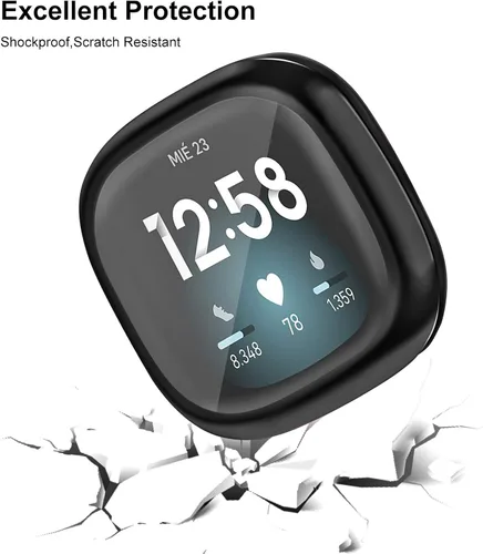 Miniatura 3 de [Paquete de 4] Funda protectora de pantalla compatible con Fitbit Sense 2 / Fitbit Versa 4, funda protectora completa de ajuste delgado, a prueba