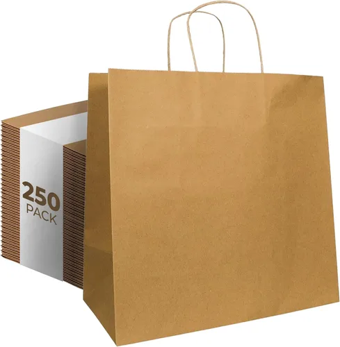 Miniatura 8 de PTP - 250 bolsas de mano para regalo, de papel, Kraft Perfectas para cumpleaños, bodas, vacaciones y toda ocasión Colores blanco o natural