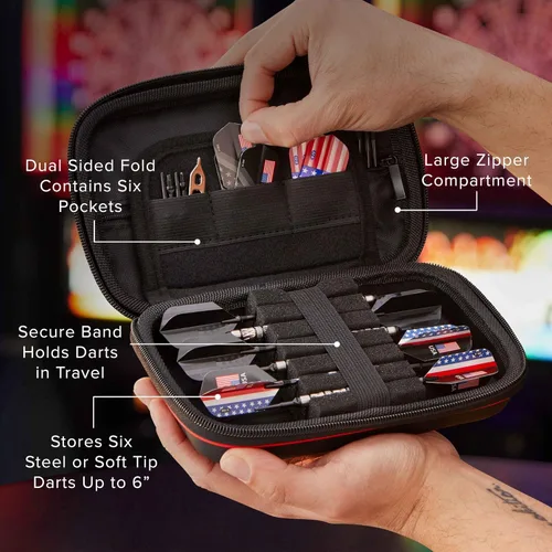 Miniatura 2 de Casemaster Sentinel - Estuche para dardos con 6 puntas de acero o punta suave, totalmente montado, funda rígida de EVA con espuma, resistente al