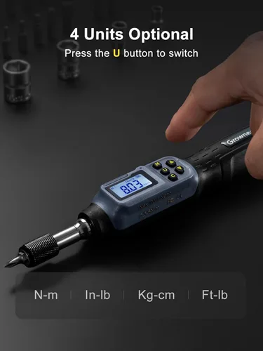 Miniatura 4 de GROWNEER Destornillador dinamométrico digital, 2.66-53.1 in-lb/0.3-6 Nm, destornillador de par de 1/4 pulgadas de pulgada de impulso, electricista