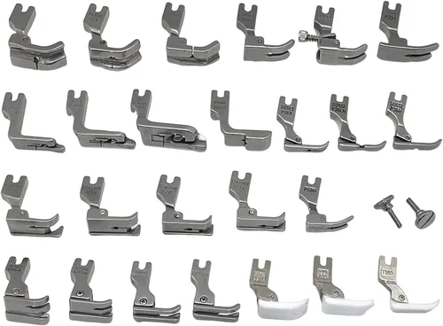 Juego de 28 prensatelas industriales compatibles con JUKI DDL-555 DDL-5550 DDL-5600 DDL-8300 Singer 188K 191D 195K 196K Brother B705 B70 7B715 B716