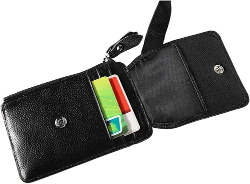 Miniatura 2 de plplaaoo Soporte para tarjetas, bloqueo RFID, identificación de piel de vaca, collar vertical con cordón, ranura transparente de alta definición