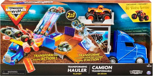Miniatura 9 de Monster Jam, set de juego transformable Hauler y almacenamiento con camión monstruo exclusivo El Toro Loco, escala 1:64, juguetes para niños y niñas