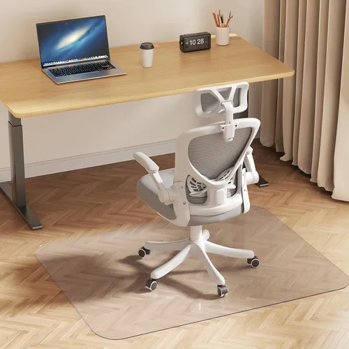 Delamu Tapete para silla de oficina para suelo de madera dura, 30 x 48 pulgadas, tapete para silla de escritorio de oficina, PVC transparente