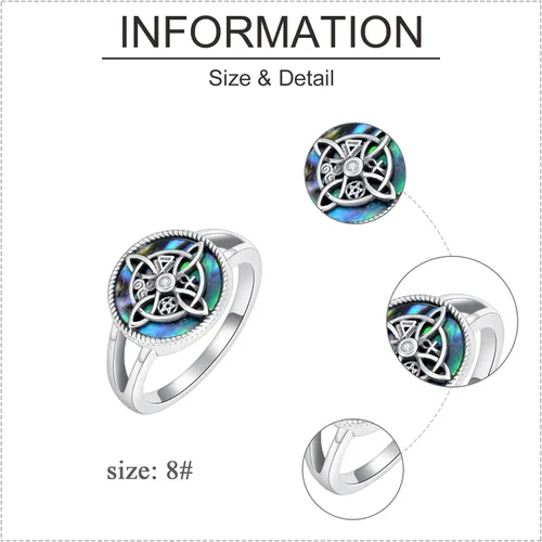 Miniatura 4 de YAFEINI Anillo de nudo de bruja de plata de ley con nudo de bruja celta, regalo de joyería para mujeres