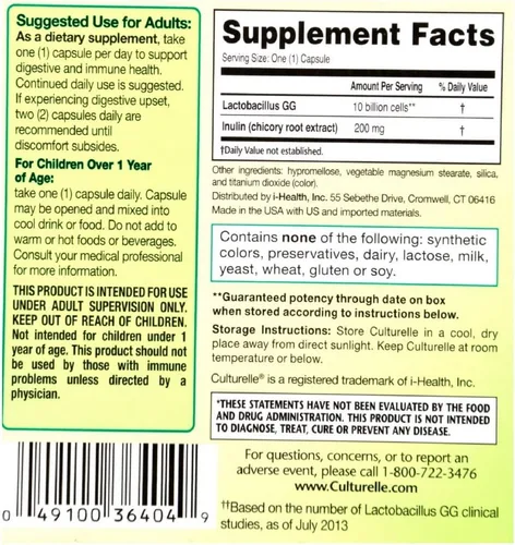 Miniatura 2 de Culturelle Cápsulas vegetales sin lácteos y gluten probióticos Lactobacillus GG 30 ea (paquete de 11)