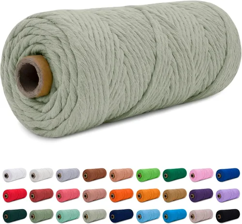 Miniatura 14 de CAMAL Cordón de macramé de 0.157 in x 109 yardas (328.1 ft), cuerda de algodón de color para tejer, manualidades, colgar en la pared, proyectos