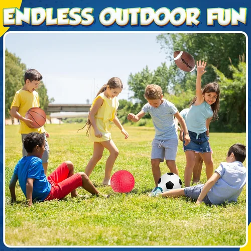 Miniatura 4 de Pelotas deportivas de 8.5 pulgadas para niños y niños pequeños, paquete de 4 pelotas inflables de goma multideporte, fútbol, baloncesto, pelota