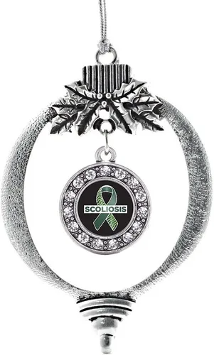 Miniatura 139 de Inspired Silver - Twin One - Adorno festivo de Navidad de plata - Adorno festivo de árbol de Navidad con dije de círculo y circonita cúbica