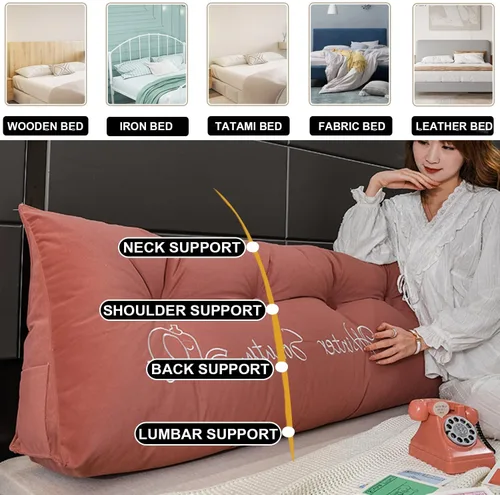 Miniatura 6 de Almohada de cabecera con cuña para lectura, respaldo de vellón, almohada de descanso de lectura, cojín triangular grande para la espalda, almohada