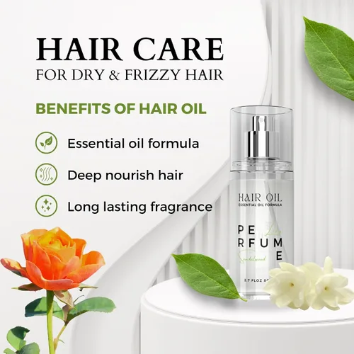 Miniatura 5 de Aceite de Perfume Capilar para Mujeres (Lirio Sándalo), Spray de Protección Térmica de Aceite de Argán para Cuidado del Cabello Seco, Dañado
