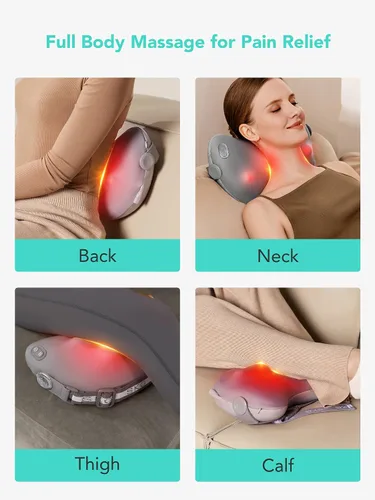 Miniatura 7 de SKG Shiatsu - Masajeador de espalda para aliviar el dolor, tejido profundo con calor 4D, almohada de masaje eléctrica inalámbrica, regalos de San