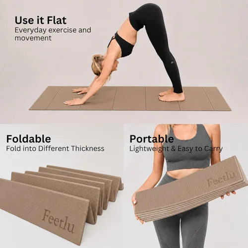 Miniatura 6 de Esterilla plegable para ejercicios de yoga, ligera, antideslizante y fácil de almacenar para yoga, pilates, entrenamientos en casa y ejercicios