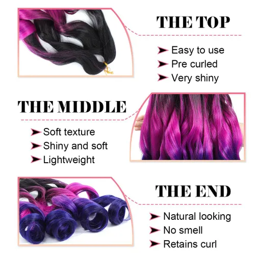 Miniatura 4 de WIPPORYA Cabello de trenzado rizado francés de 24 pulgadas, paquete de 6 unidades, onda suelta y elástica, cabello de crochet preestirado, 100