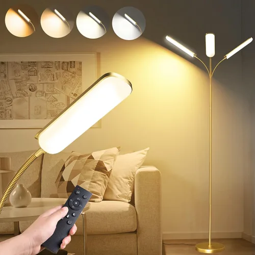 Miniatura 12 de Marctronic Lámpara de pie blanca, lámpara de pie LED brillante de 18W 1800LM para sala de estar dormitorio, lámpara de pie regulable con Blanco