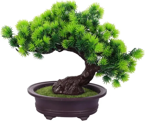 NOLITOY Decoración de pino en maceta, plantas de plástico para exteriores, decoración de mesa al aire libre, decoración de oficina pequeña, árbol