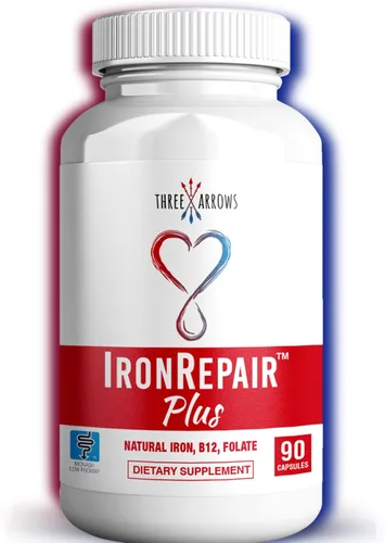 Suplemento de hierro natural Iron Repair Plus, mejor absorción, suave para el estómago, Monash Low FODMAP, aumenta la hemoglobina y la ferritina