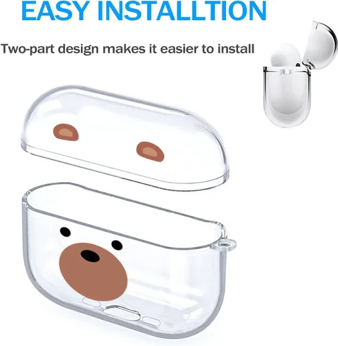 Miniatura 7 de Funda para AirPods 4 2024 con mosquetón de llavero, funda transparente para AirPods 4, diseño de anime, funda suave con adornos para niños, niñas