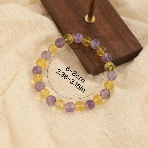 Miniatura 13 de Crystal Vibe Pulseras de cuentas de 0.315 in para mujeres y hombres, pulseras de cristal con piedras preciosas naturales, tamaño elástico ajustable