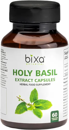 bixa BOTANICAL Cápsulas vegetales de extracto de albahaca sagrada 60 unidades (450 mg) (Tulsi/Tulasi) | Suplemento herbario para antioxidante |
