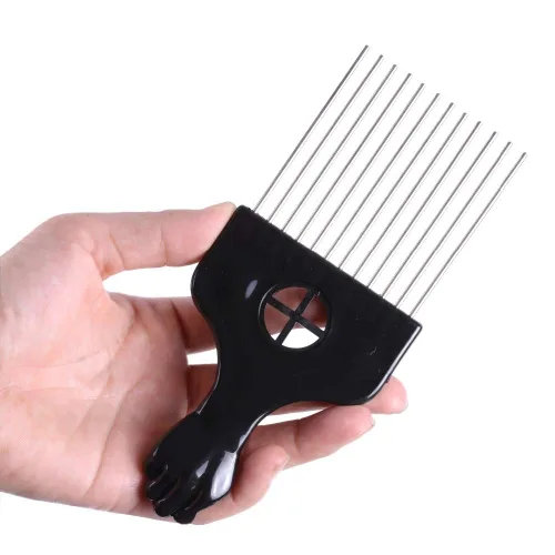 Miniatura 7 de Peines de metal para el cabello, 3 unidades, peine de púas afro, peine de dientes anchos, peine para peluquería, herramienta de peinado