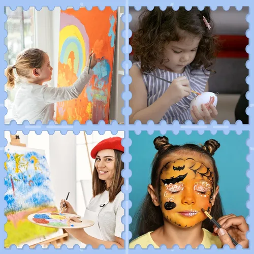 Miniatura 7 de Juego de pinceles de pintura ESRICH, 6 paquetes de 60 unidades, cerdas de pelo de nailon para pintura acrílica, pinceles de artista para pintura