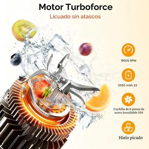 Miniatura 2 de Licuadora portátil Modo dual 18000RPM 20Oz Vaso de mezcla de hielo triturador de hielo Fruta congelada Mini hogar gimnasio viaje (negro)