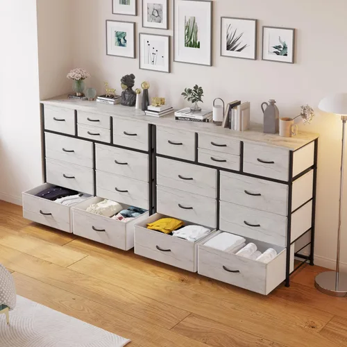 Miniatura 8 de LUMTOK Cómoda de 10 cajones, cajones de cómoda de almacenamiento de tela para dormitorio, pasillo, guardería, armarios, marco de acero, parte 10