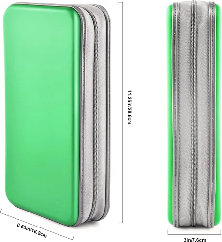 Miniatura 6 de Funda para CD, capacidad para 80 DVD, VCD, multimedia, Blu-ray, soporte para cartera, organizador de almacenamiento (verde)