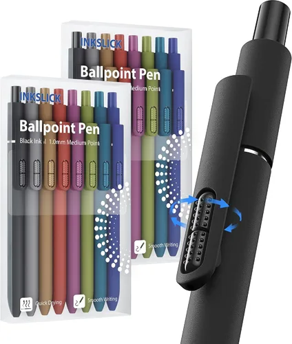 Miniatura 9 de 16 bolígrafos negros - bolígrafos de bola de punta media de 1.0 mm Bolígrafo retráctil de escritura suave para enfermeras, hombres, mujeres