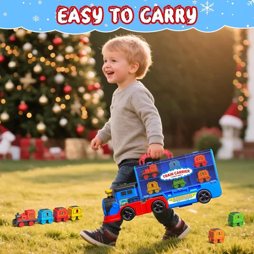 Miniatura 6 de AuroTops Juguetes para niños de 3, 4, 5, 6 años para niños, niña, niño, juguetes 2 en 1, camiones de juguete para niños pequeños, juego de tren