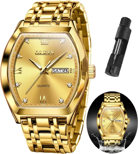 Miniatura 13 de OLEVS Relojes para hombre, de lujo, para negocios, analógicos, de cuarzo, relojes de pulsera para hombre con correa de malla de acero inoxidable